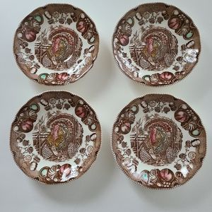 His Majesty Johnson Bros. Turkey Saucers Set of 4. Excellent condition!